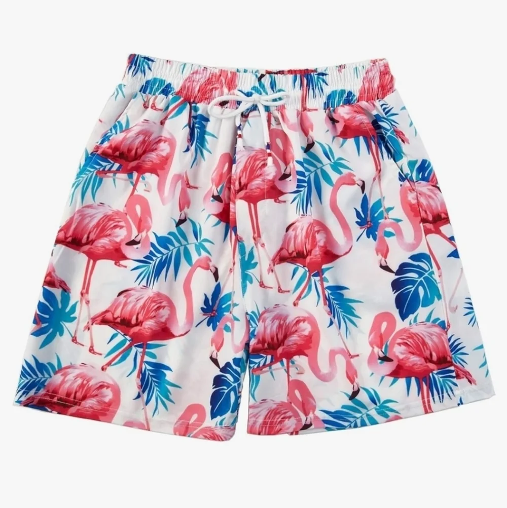 MCEDAR 2 Piece Flamingo Print Short Sleeve Hawaiian Shirt Suits Size 4X